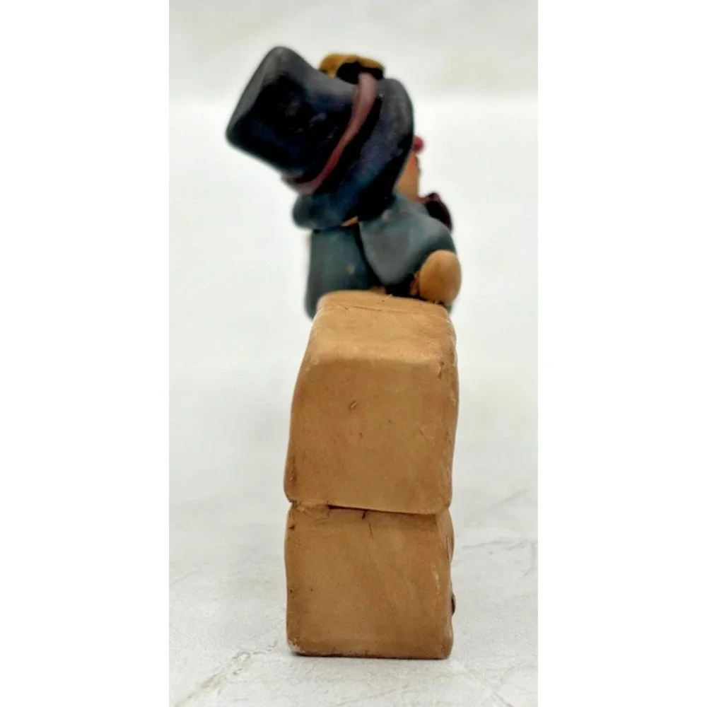 Blossom Bucket I‎ Love Snowmen Block Figurine Suzi Skoglund Resin Vintage